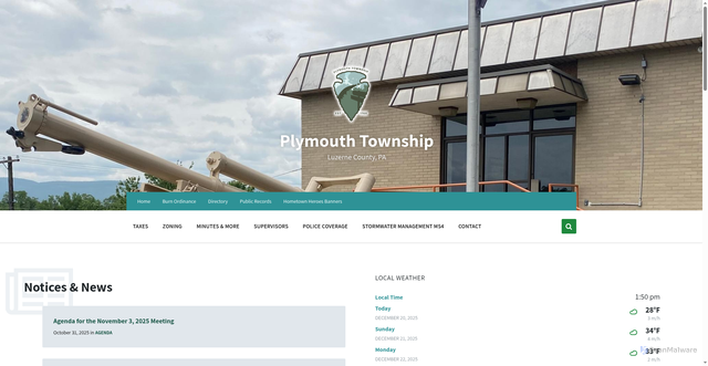 Security scan screenshot of https://plymouthtownshippa.gov/