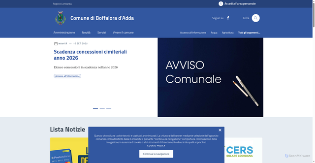 Security scan screenshot of https://www.comune.boffaloradadda.lo.it/