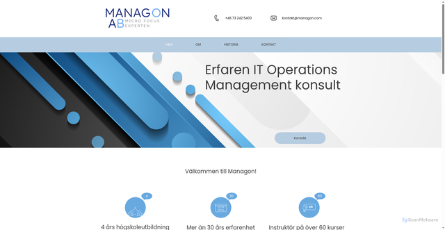 Security scan screenshot of https://managon.se