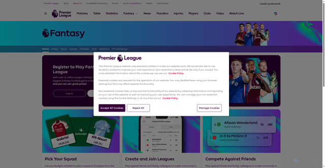 Security scan screenshot of https://fantasy.premierleague.com/