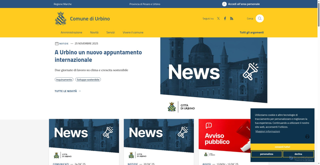 Security scan screenshot of https://www.comune.urbino.pu.it/