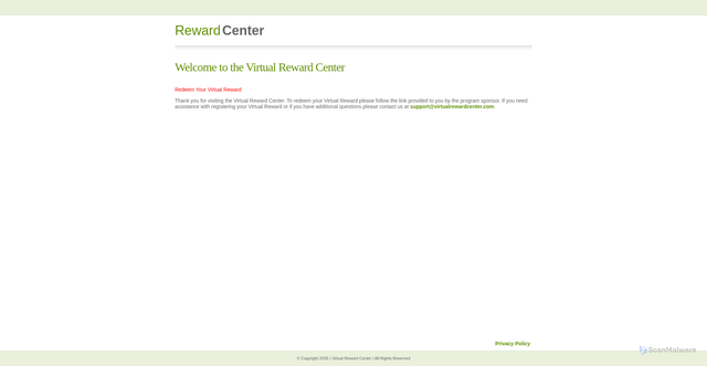 Security scan screenshot of https://virtualrewardcenter.com