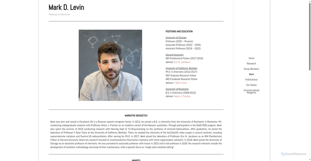 Security scan screenshot of https://levingroup.uchicago.edu/mark/