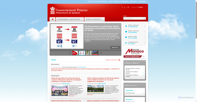 Security scan screenshot of https://en.gouv.mc/