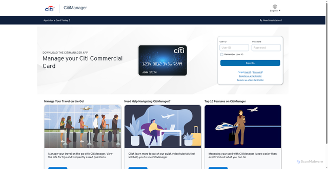 Security scan screenshot of https://home.cards.citidirect.com/