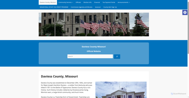Security scan screenshot of https://daviesscountymo.gov/