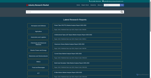 Security scan screenshot of https://industryresearchmarket.com