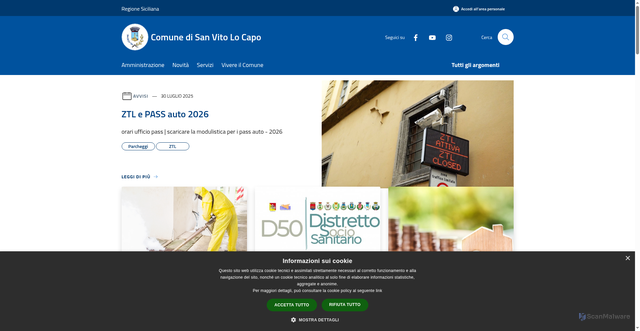 Security scan screenshot of https://www.comune.sanvitolocapo.tp.it
