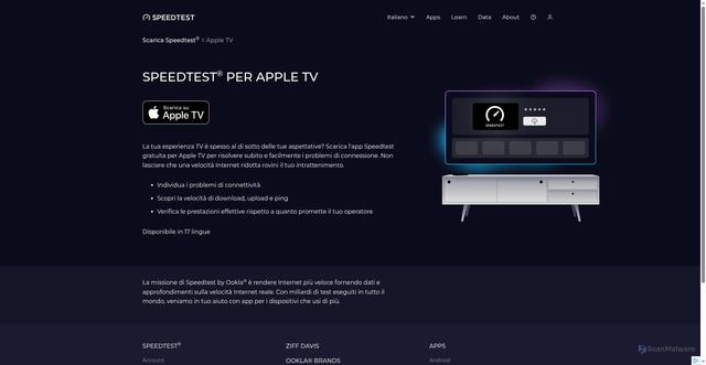 Security scan screenshot of https://0902-clb.pages.dev/it/apps/appletv