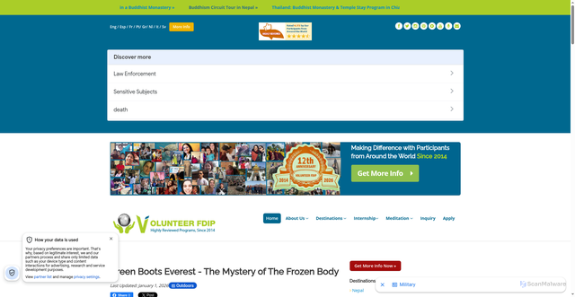 Security scan screenshot of https://www.volunteerfdip.org/green-boots-everest