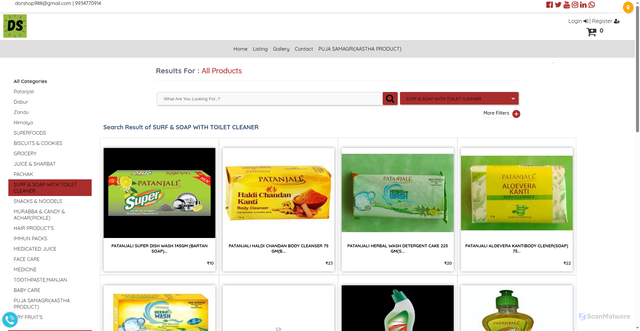 Security scan screenshot of https://dorshoponline.in/SURF___SOAP_WITH_TOILET_CLEANER-29377