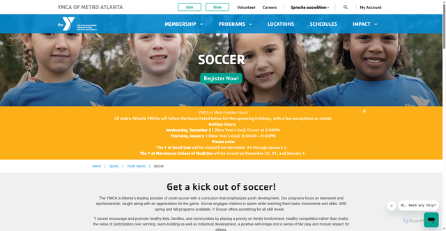 Security scan screenshot of https://ymcaatlanta.org/sports/youth-sports/soccer