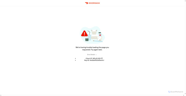 Security scan screenshot of https://trackbz.doordash.com