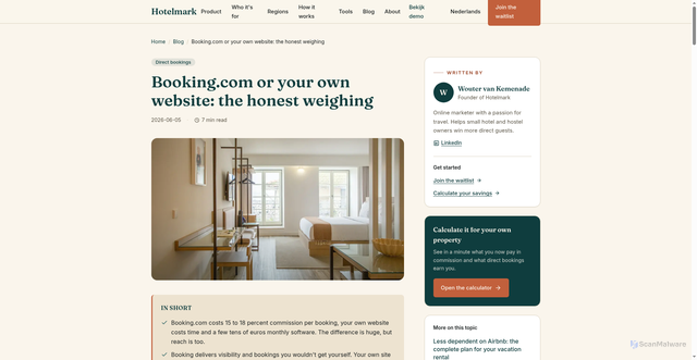 Security scan screenshot of https://hotel-mark.com/blog/booking-vs-eigen-website