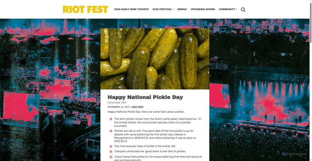 Security scan screenshot of https://riotfest.org/2017/11/14/happy-national-pickle-day/