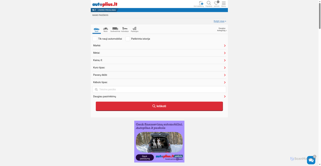 Security scan screenshot of https://m.autoplius.lt