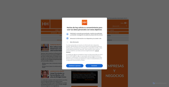 Security scan screenshot of https://hechosdehoy.com