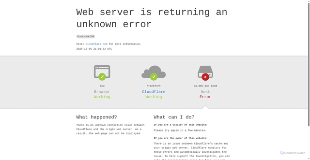 Security scan screenshot of https://ca.dmv-eoo.bond/