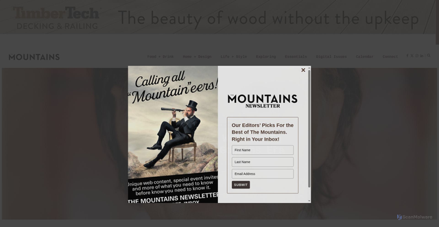 Security scan screenshot of https://themountainsmedia.com/2025/01/exclusive-welcome-to-the-walton-goggins-era/