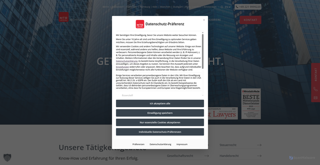 Security scan screenshot of https://mtrlegalkanzlei.de/