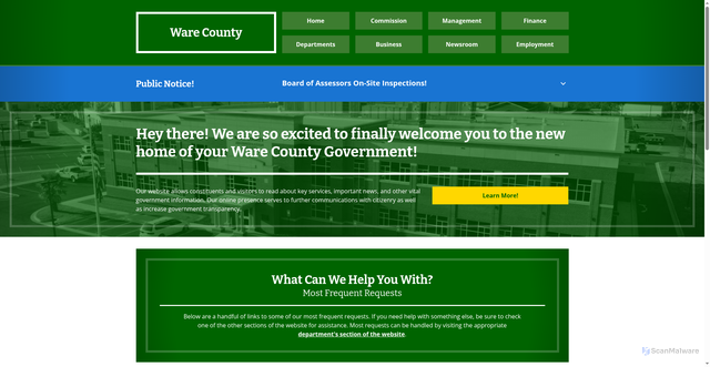Security scan screenshot of https://www.warecountyga.gov/