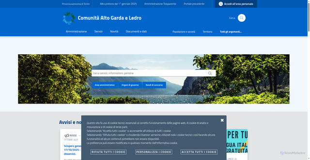 Security scan screenshot of https://www.altogardaeledro.tn.it/