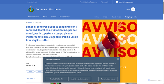 Security scan screenshot of https://www.comune.marcheno.bs.it
