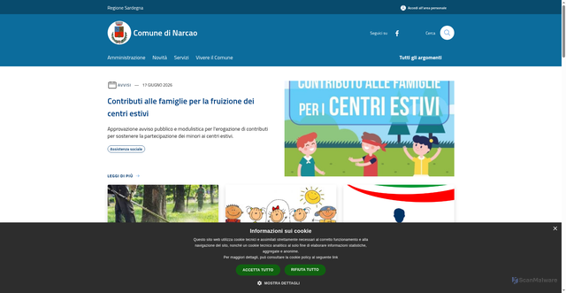 Security scan screenshot of https://www.comune.narcao.ci.it
