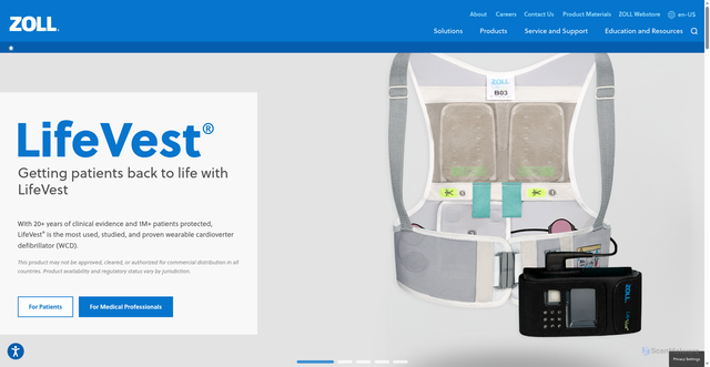 Security scan screenshot of https://zoll.com