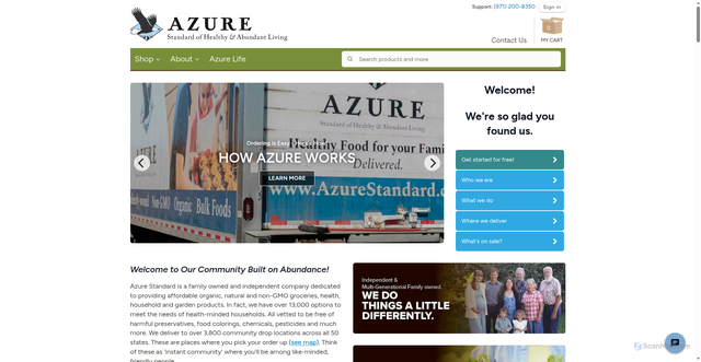 Security scan screenshot of https://azurestandard.com