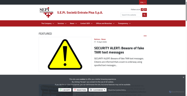 Security scan screenshot of https://www.sepi-pisa.it