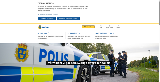 Security scan screenshot of https://polisen.se/