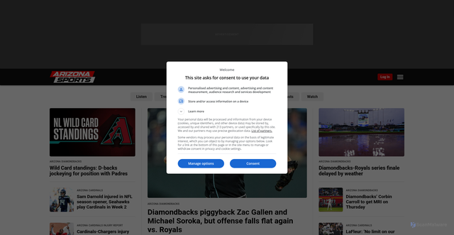 Security scan screenshot of https://arizonasports.com