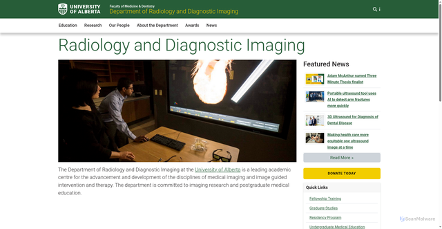 Security scan screenshot of https://radiology.med.ualberta.ca