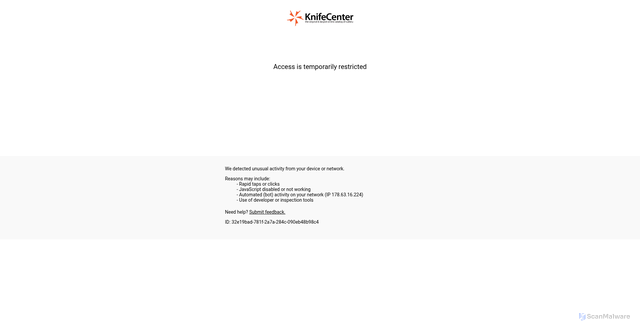 Security scan screenshot of https://files.knifecenter.com