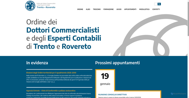 Security scan screenshot of https://www.odctrento.it/