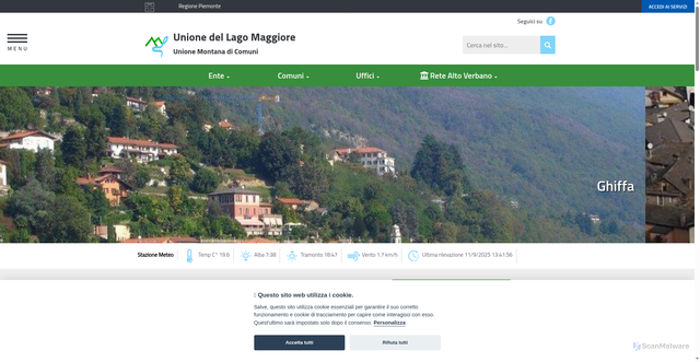 Security scan screenshot of https://www.unionelagomaggiore.it/