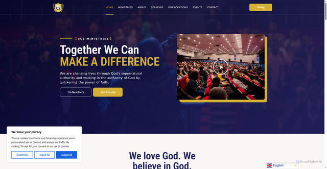 Security scan screenshot of https://cce-ministries.org/