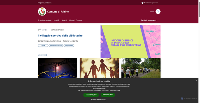 Security scan screenshot of https://www.comune.albino.bg.it/it