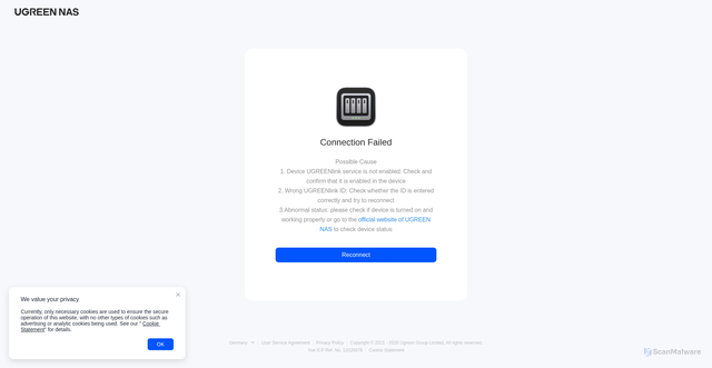 Security scan screenshot of https://us17.ug.link