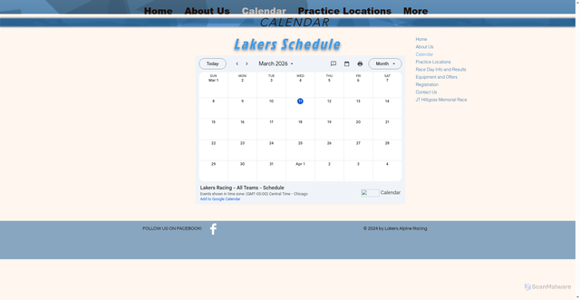 Security scan screenshot of https://www.lakersracing.com/calendar