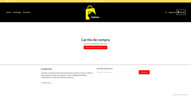 Security scan screenshot of https://eurovha.com/cart/clear
