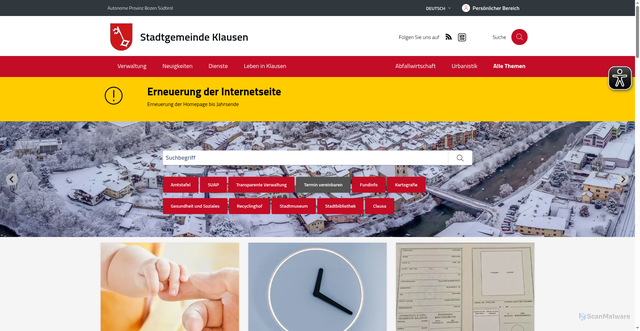Security scan screenshot of https://www.comune.chiusa.bz.it/de
