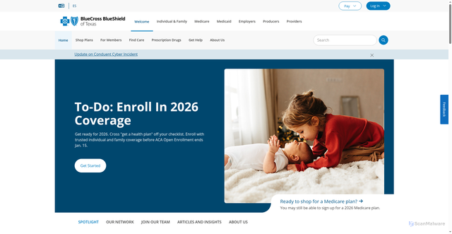 Security scan screenshot of https://www.bcbstx.com