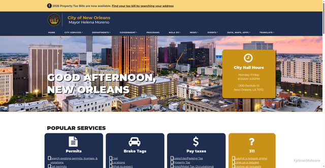 Security scan screenshot of https://nola.gov