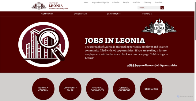 Security scan screenshot of https://www.leonianj.gov/