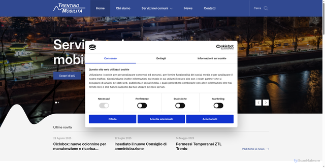 Security scan screenshot of https://www.trentinomobilita.it/