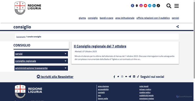 Security scan screenshot of https://www.regione.liguria.it/homepage-consiglio.html/