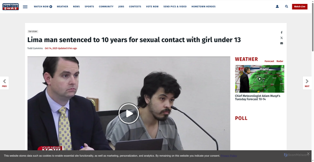 Security scan screenshot of https://www.hometownstations.com/news/allen_county/lima-man-sentenced-to-10-years-for-sexual-contact-with-girl-under-13/article_848c10a8-00fd-4d85-8e56-f82bad327a5a.html