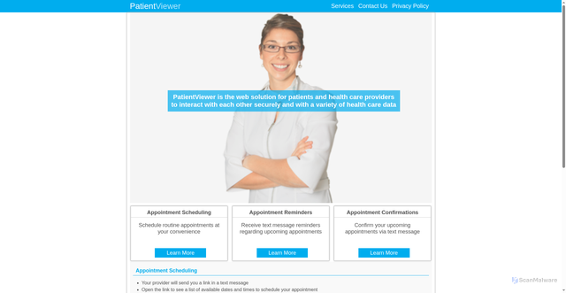 Security scan screenshot of https://www.patientviewer.com